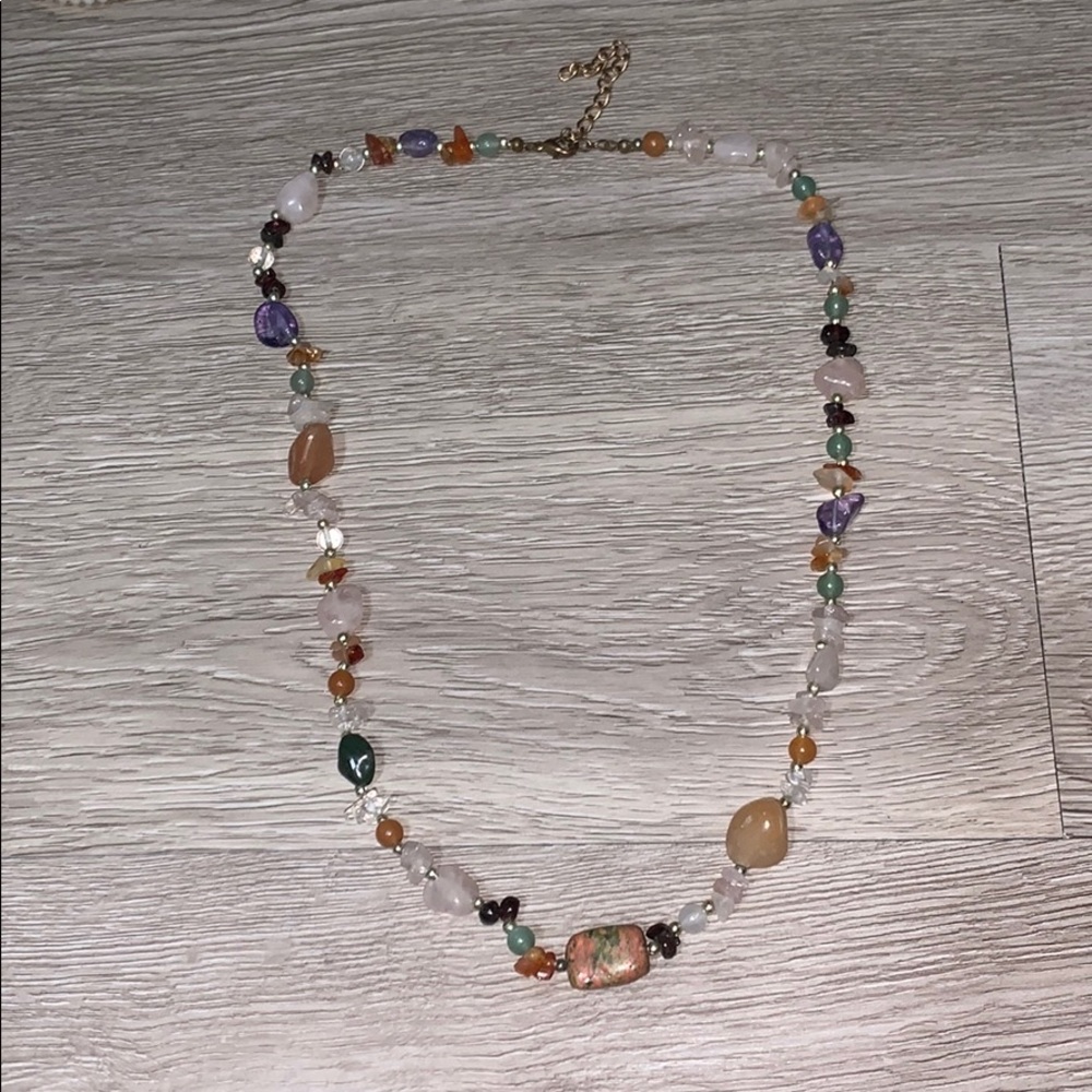 Rose quartz jade agate gemstone necklace